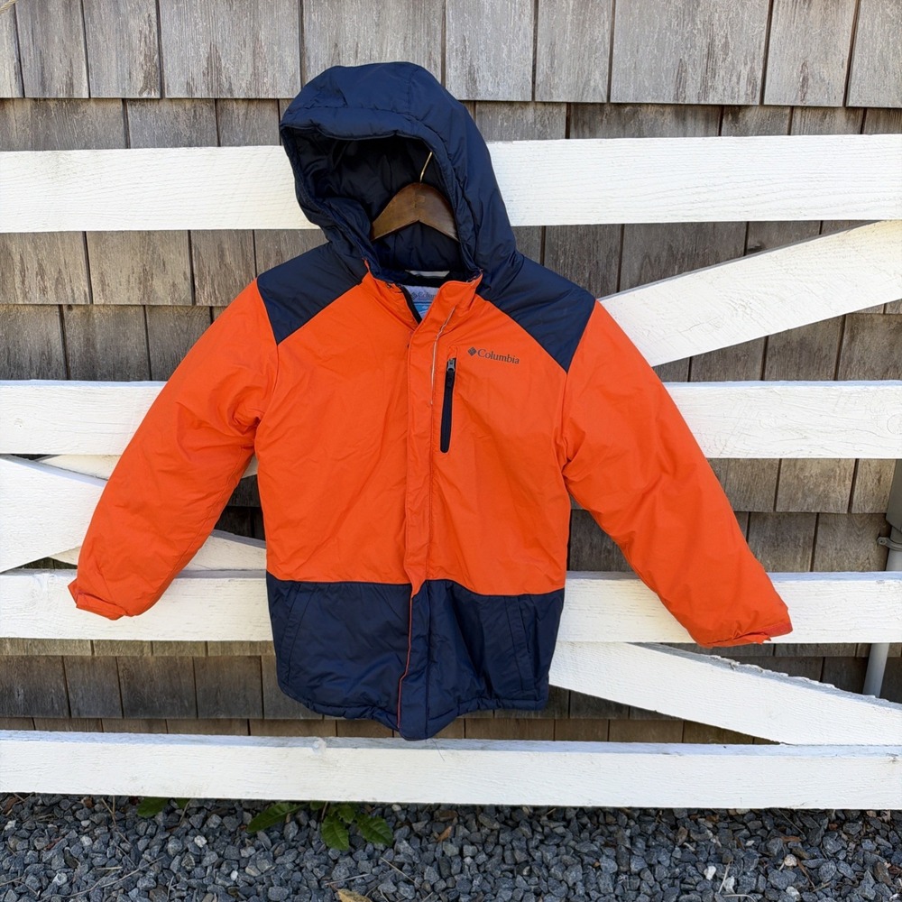 Columbia Sportswear Company Kids Winter Ski Jacket Orange Blue Size Medium 10 12